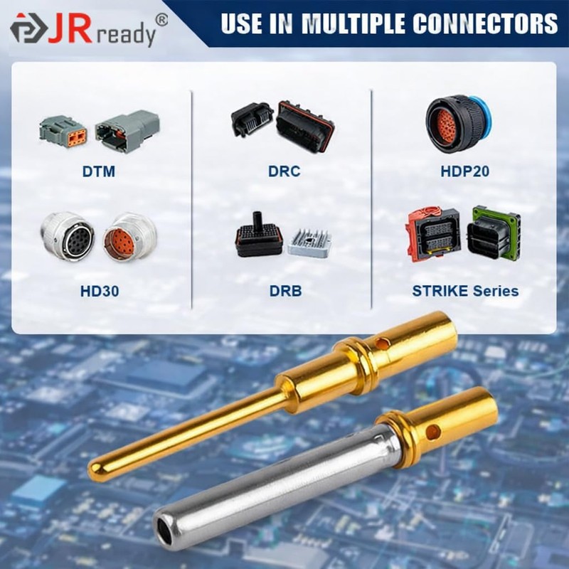 JRready Gold Plated Deutsch Solid Connector Terminals Kit,ST6356-20-040 DTM Turned
