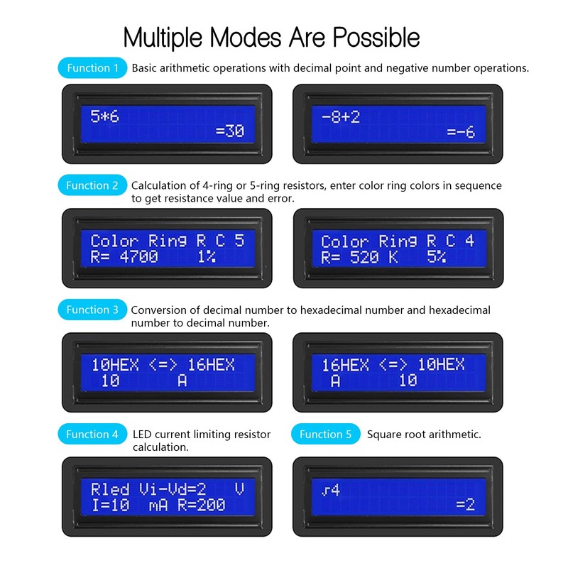 EIELE Electronic Calculator Soldering Practice Kit Resistance Calculator Multifunction Black