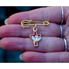 Gold Tone Cross Holy Spirit Pin, Confirmation, Baptism Garment, Brooch,