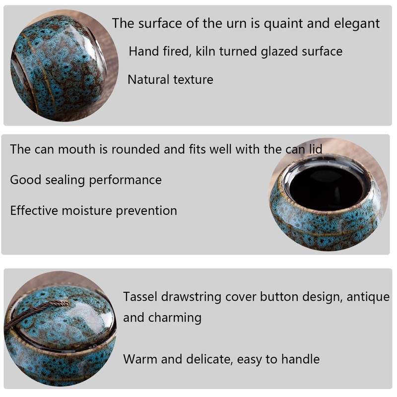 Small Urns for Human Ashes,Ceramic Memorial Mini Ashes Urns,Hold 5.5