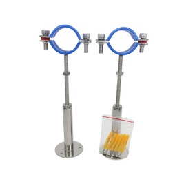 Stainless Steel Height-Adjustable Pipe Clamp - Wall/Ceiling Mounting for 45 mm to 48 mm Pipes, Heavy Duty Rustproof Pipe Bracket with Mounting Material, Extended Design, Set of 2