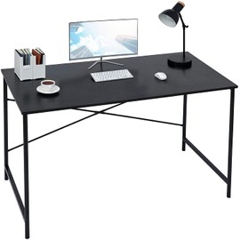 FurnitureR Computer Desk 47 Inch Home Office Desk Study Writing Desk for Teens Adults, Modern Simple Style Laptop Table with Metal Frames for Study Room, Easy Assembly, Black