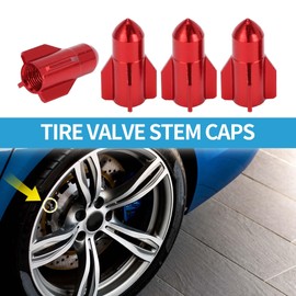 A ABSOPRO Tire Valve Stem Caps 16x27MM Car Wheel Valve Cap Aluminum Alloy Red for Car Bike Motorcycle Truck Anti Crash Tyre Valve Stem Cover Valve Dust Cap Tire Valve Cap 4 Pcs