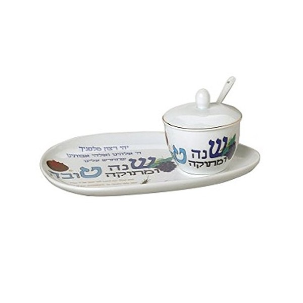 JEWISH NEW YEAR ROSH HASHANAH Porcelain Honey Dish Set