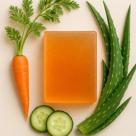 Primal Elements Carrot, Cucumber, and Aloe Soap Base - Moisturizing Melt and Pour Glycerin SoapBase for Crafting and Soap-Making, Easy to Cut - 2 Pound