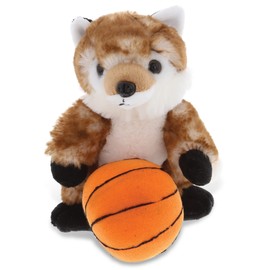 DolliBu Fox Stuffed Animal with Basketball Plush - Soft Plush Huggable Fox, Adorable Playtime Fox Plush Toy, Cute Wildlife Gift for Kids, Adults - 9.5 Inch