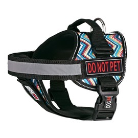Dogline Unimax Dog Harness Vest with Do Not Pet Rubber Patches Adjustable Straps Breathable Neoprene for Identification Training Dogs Girth 36 to 46 in Aztec Design