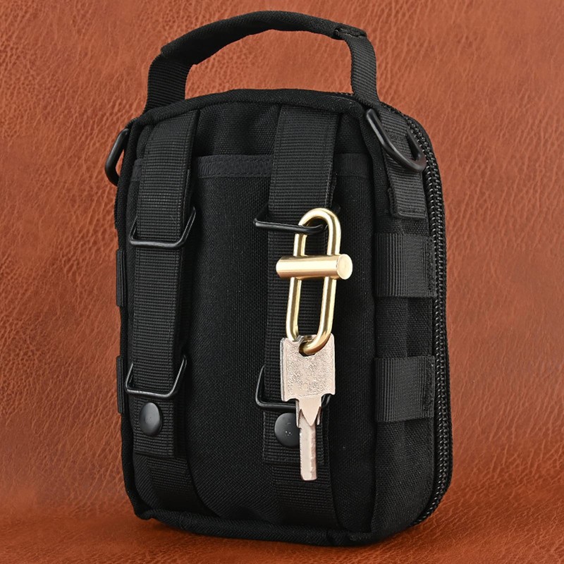 Brass Keychain, Smal Oval Slide Locking Snap Lock Clip Buckle