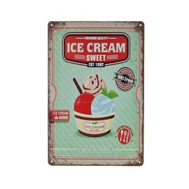 TREEPERI Vintage Metal Sign - Ice Cream Bakery Dessert Shop Tin Sign Decorative Wall Decor