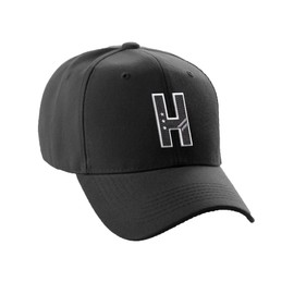 Daxton Structured Baseball Hat Cap 3D Alphabet A to Z Letter Number Initial-Black, Letter H