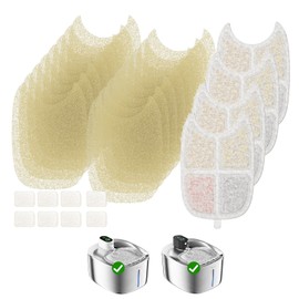 4 Pack Cat Water Fountain Filter & 16 Pack Pre-Filter Sponges for FS10pro, 6 Layer Replacement Filters for Wireless Cat Fountain Stainless Steel 135 fl oz/4L, Dog Water Fountain FS10PRO