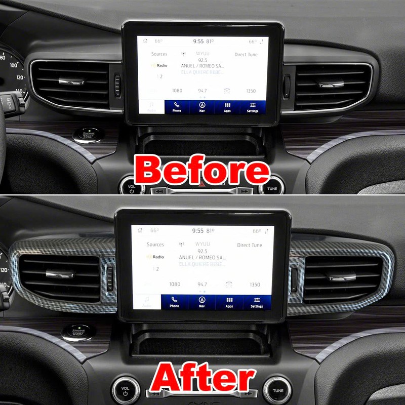 ruihe 2pc Carbon Fiber Color Centre Air Conditioning Dashboard Vent