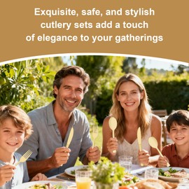 400 PCS Pre Rolled Napkin and Cutlery Set, Gold Plastic Flatware Sets Wrapped in Napkin, Disposable Cutlery Set with 100 Forks, 100 Knives, 100 Spoons, 100 Napkins for Wedding, Party，Dinner