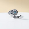 Molioaki Genuine Teardrop Turquoise Cross Ring Adjustable 925 Sterling Silver