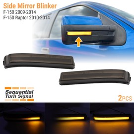 LED Turn Signal Side Mirror Lights compatible with 2009-2014 Ford F150 Raptor, Lincoln Mark LT, Smoked Lens, Amber