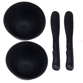 2Pcs Professional Silicone Mask Bowls with Plastic Spatula Reusable DIY Facial Mask Bowl Mixing Spatula Cosmetic Mud Mask Mixing Bowl Skincare Beauty Tool Kit for Beauty Salon or Home Use, Black