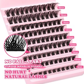 Lash Clusters DIY Individual Eyelashes Extenison Natural Look Wispy Clusters Lashes 8-16MM D Curl Individual Lashes DIY at Home Wispy Fluffy Lash Extension Individuals DIY at Home by JIMIRE