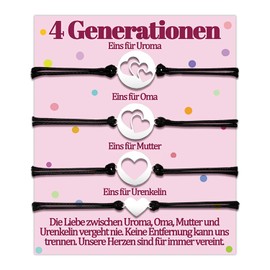 Uroma Gift for Grandma Bracelet Mum Daughter Bracelets Great-Granddaughter Bracelet Gifts for Granddaughter 3 4 Generations Gift for Birthday Gift Ideas Heart Women Jewellery Set Ladies Weilnights