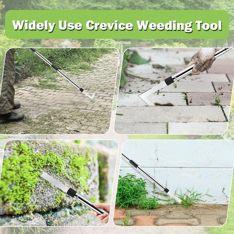 LAWFYMORI 2 Crack Weeder Tool Set, 59" Long Handle Crevice