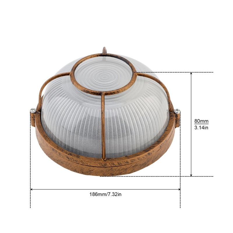 RTNLIT 7inch Sauna Light, Nautical Bulkhead Light Fixture, Antique Copper