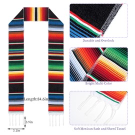 Jmkcoz Mexican Graduation Stole Sash Mexican Serape Scarf Colorful Graduation Honor Stole for Graduation Women Men (Purple)