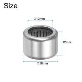 sourcing map HK1212 Needle Roller Bearings Open End, 12x18x12mm Chrome Steel Needle Bearing, P5 (ABEC 5)