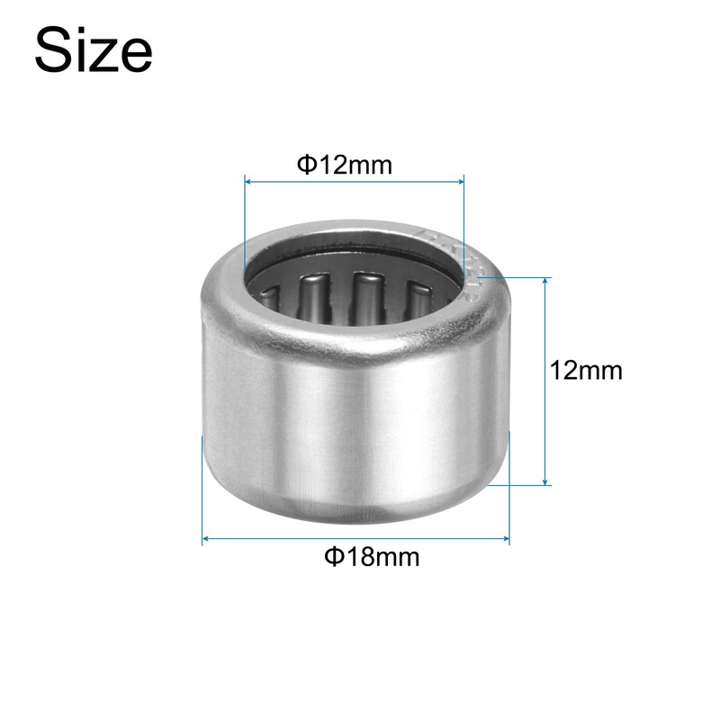 sourcing map HK1212 Needle Roller Bearings Open End, 12x18x12mm Chrome