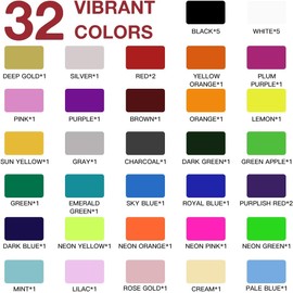 HTV Heat Transfer Vinyl Bundle - 43 Pack 12" x 10" PU Iron on Vinyl for T-Shirt, 32 Assorted Colors HTV Vinyl for Heat Press Machine - Easy to Cut, Weed & Transfer HTV Vinyl
