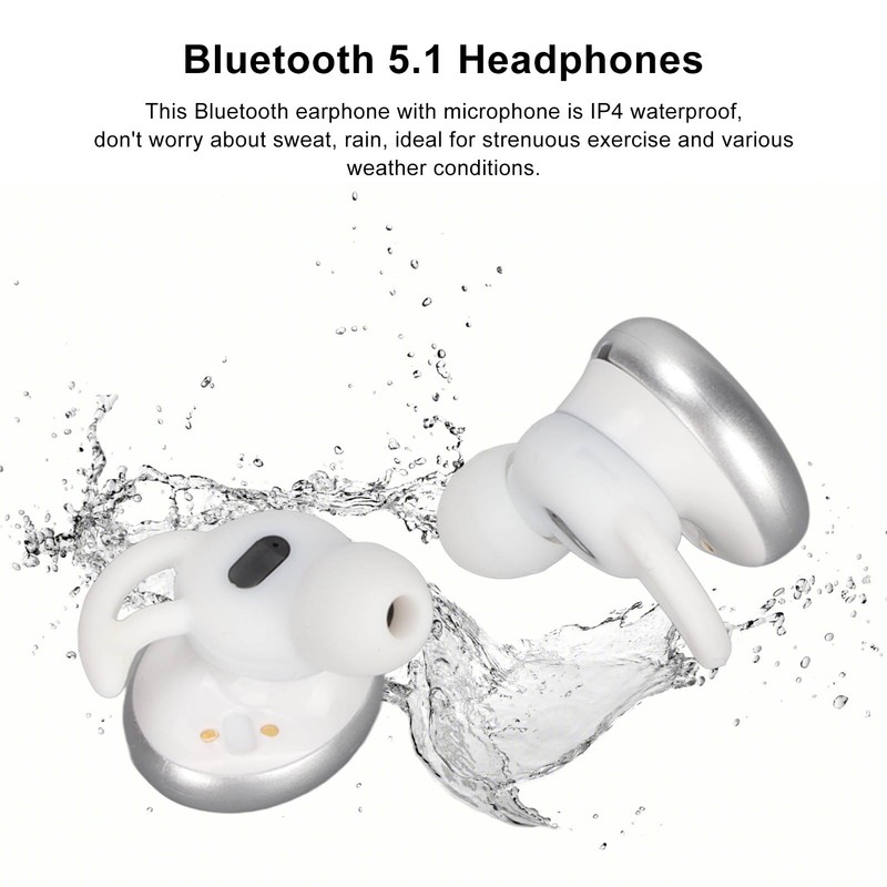 Wireless Earbuds HiFi Stereo Bluetooth 5.1 Headphones with Detachable Earhooks