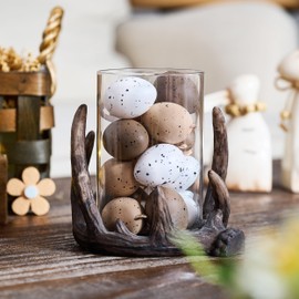 Valery Madelyn 12pcs Easter Egg Decoration Tree Ornaments Set, 4CM Shatterproof Hanging Easter Eggs for Tree, Easter Basket Stuffers Egg Bulk for Spring Window Party Decor (Woodland)