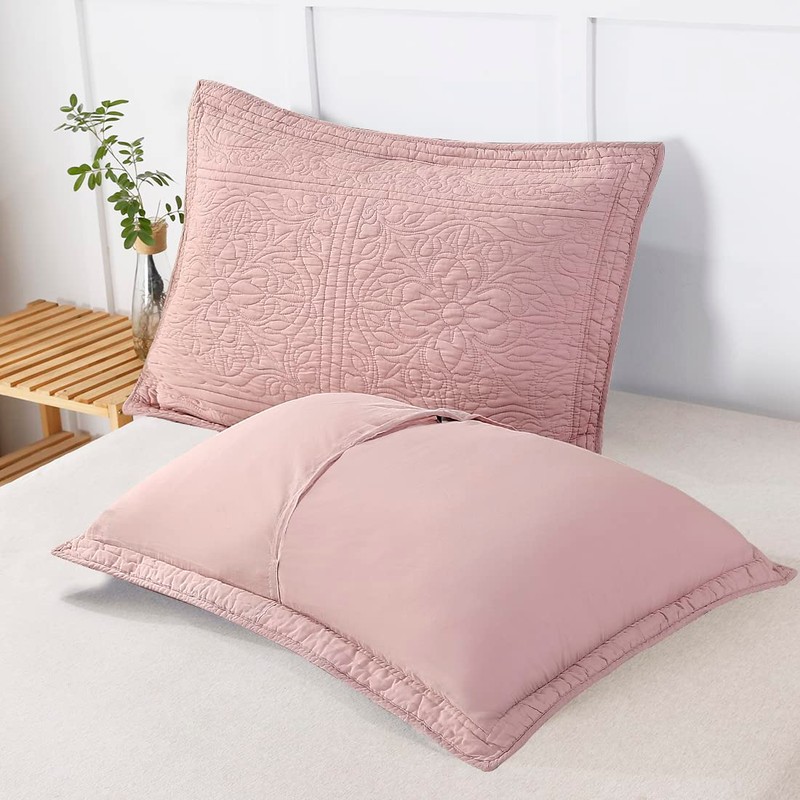 WINLIFE 100% Cotton Quilted Pillow Sham Floral Printed Pillow Cover