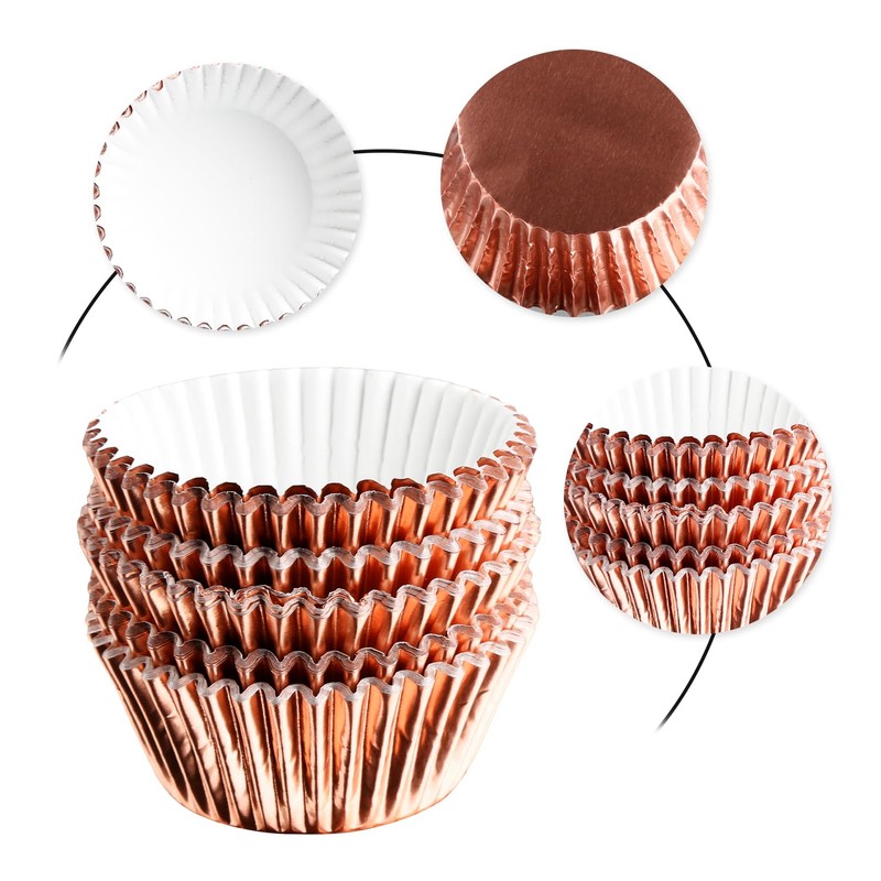 Rumyve 100 Pcs Disposable Baking Cups,Foil Metallic Cupcake Cases,Muffin Liners