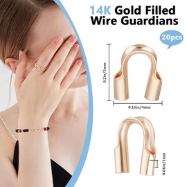 Beebeecraft 1 Box 20Pcs Wire Guards 14K Gold Filled Brass Metal U Shaped Findings Small Thread Protector Loops Guardians for Jewelry Making Earring Bracelet Necklace DIY Crafts Accessories