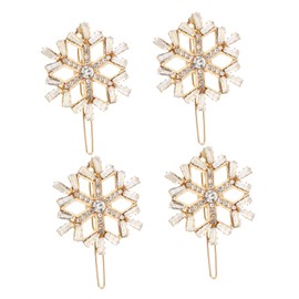 WOONEKY 4pcs Xmas Snowflake Hair Clips Holiday Hair Barrettes for Women Girls Elegant Christmas for Parties Daily Wear Creative Charming Design Tone