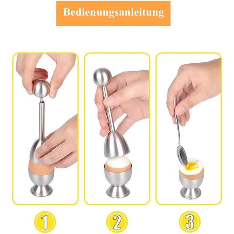 ACTIUSIS Stainless Steel Egg Cups with Base, Stackable, Set of
