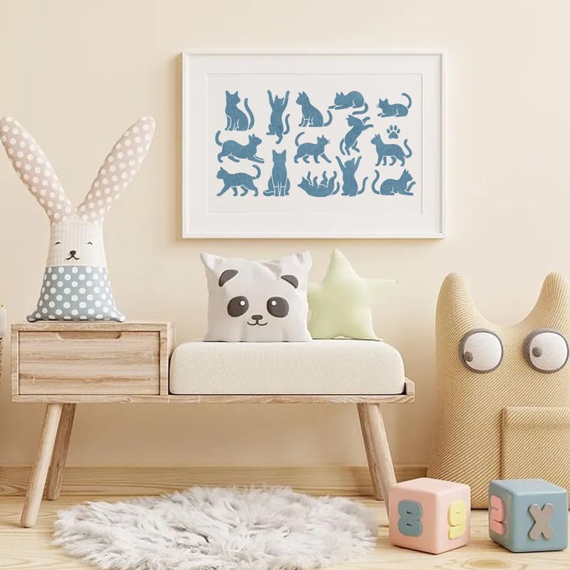 FINGERINSPIRE 4Pcs Silhouette of the Cat Stencils with Paint Brush