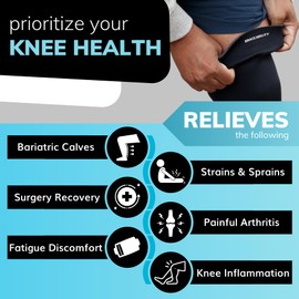 BraceAbility Plus Size Neoprene Knee Sleeve - XXL Wide Calf Compression Support Brace for Overweight to Obese Women or Men, Tapered Design for Big Thighs and Extra-Large Bariatric Calves (2XL WIDE)