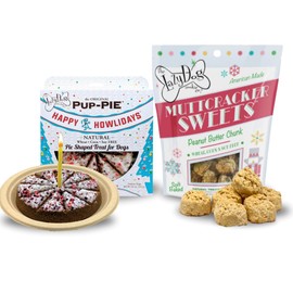 The Lazy Dog Cookie Co. Original Pup-Pie, Happy Howlidays Celebration with MuttCracker Treats, Merry Christmas Dog Gift, Holiday Party Snacks for Dogs, Made in USA, 6 in., 5 oz (MC)