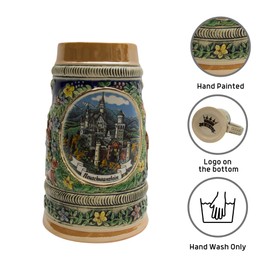 Essence of Europe Gifts 0.55 Liter | OktoberfestHaus Bier Krug Beer Mugs for Men Ceramic Stein With Germany Ludwig's Castle - Beer Lover Gift Tankard Jarras de Cerveza Collectible Beer Steins