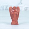 Crocon Red Sand Jasper Gemstone Carved Angel Healing Statues Guardian