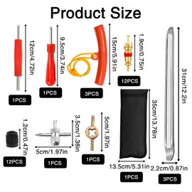 Ftrule 35 x Tyre Lever Tyre Mounting Iron, Tyre Changer Lever 30 cm, Tyre Assembly Tool, Tyre Lever Tyre with 3 Rim Protectors, Tyre Valve Kit, for Bicycle, Motorcycle, Car