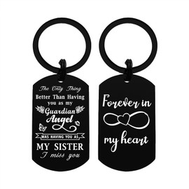 Laluminter Memorial Gifts for Loss of Sister - Sister Sympathy Keychain - I Miss You Sister Rememberance Bereavement Items