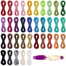 TOAOB 350 m Baumwollkordel gewachst 35 Farben Wachsschnur Baumwollschnur 1 mm mit 1 Schere für Schmuckherstellung Armband Halskette Basteln Makramee Kette Handwerk
