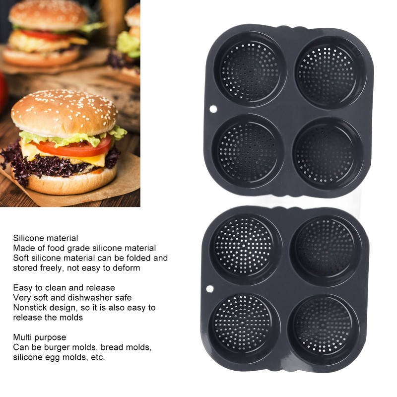 4 Cup Hamburger Bun Pan Dishwasher Safe Silicone Hamburger Bun