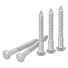DTGN 3/8" x 3-1/2" Hex Lag Bolts - 5 Pack - for Woodworking, Furniture - 304 Stainless Steel Partial Thread Hexagon Head Lag Screws for Wood - Silver