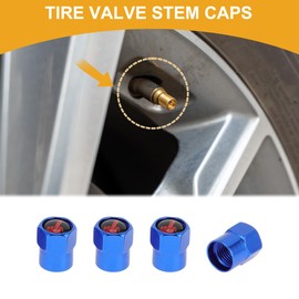 Partuto 4 Pcs Finger Pattern Tire Valve Stem Caps for Car Tyre Valve Dust Covers Decorative Aluminum Alloy Rubber Blue Red 8x12mm