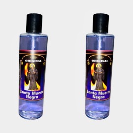 2PACK- SANTA MUERTE NEGRA Agua Espiritual Para Limpias Spiritual Water 16 oz