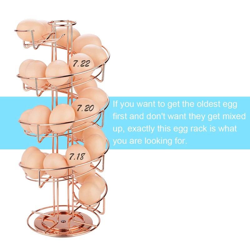 Toplife Spiral Design Metal Egg Skelter Dispenser Rack, Storage Display
