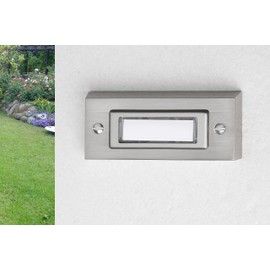 HUBER Surface-Mounted Bell Push 1 Gang Made of Real Metal - Doorbell Push with Name Plate - Front Doorbell Surface-Mounted - Bell Switch, Bell