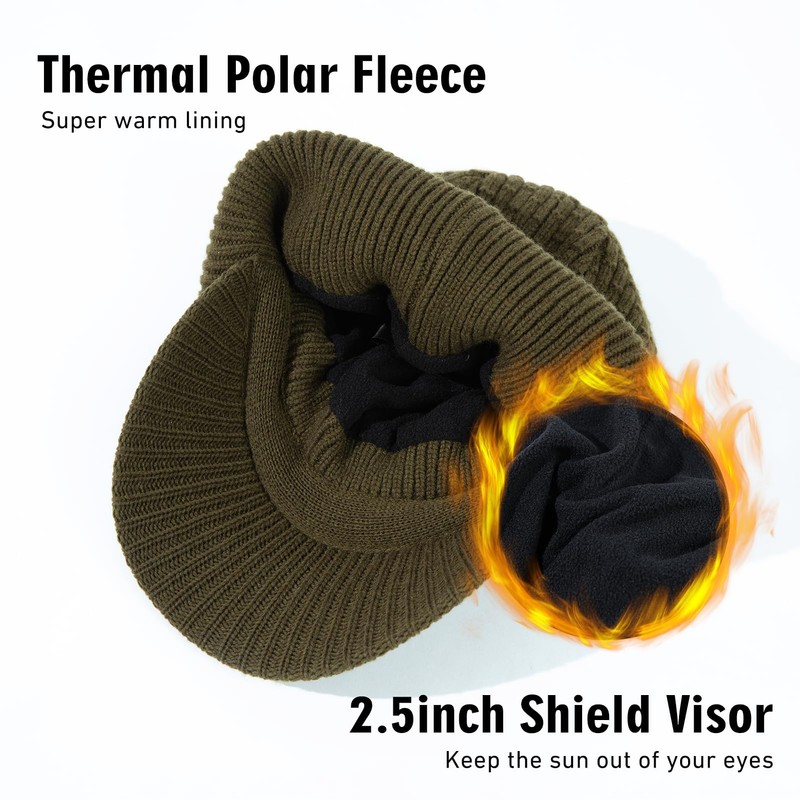 TOP-EX PolarWool™ XL/XXL 50% Merino Wool Peaked Beanie Hat Men